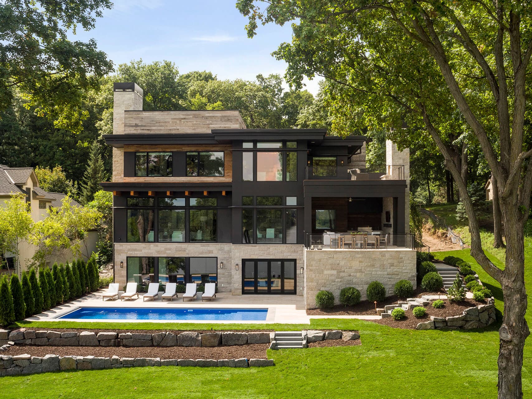 Pool Area Landscaping - professional landscaping project in Shorewood, MN